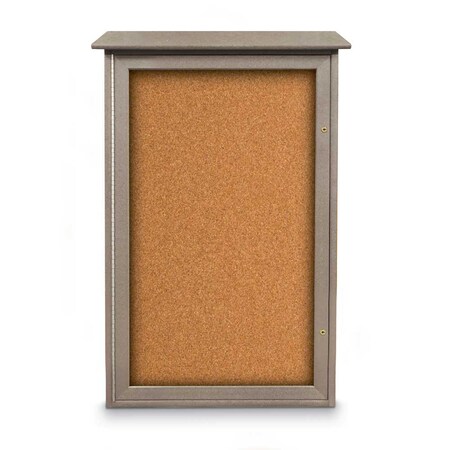 United Visual Products Indoor Enclosed Combo Board, 72"x36", Satin Frame/White Porcelain & Cork UVCB7236-WHTPORC-CORK